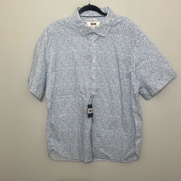 NWT Joseph Abboud Mens Blue Modern‎ Fit Floral Short Sleeve Button Up Shirt XXL - Picture 1 of 8